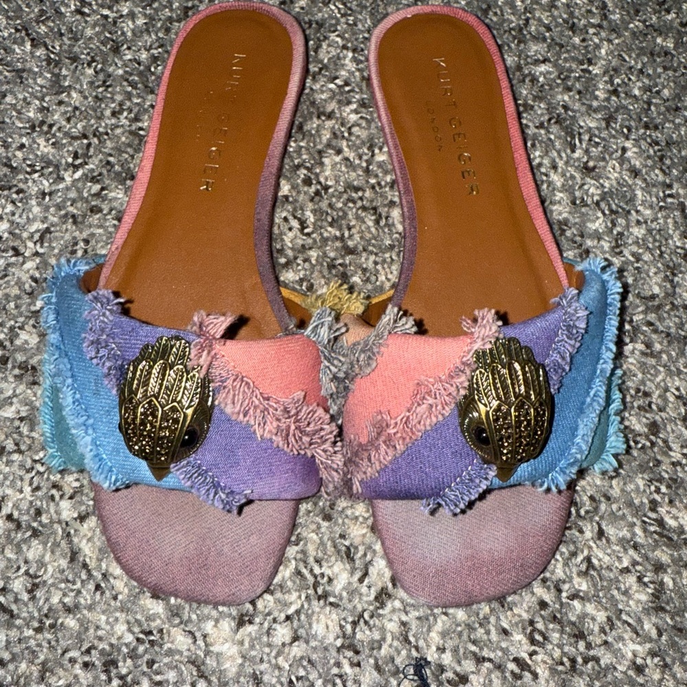 Kurt Geiger Pink and Blue Fringe Sandals